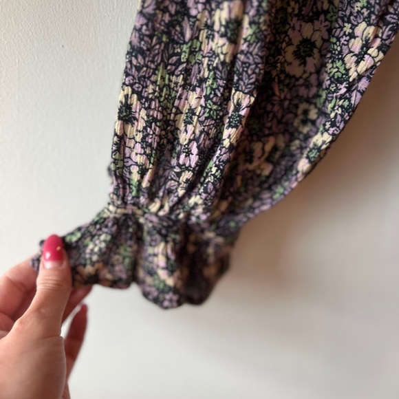 Chaps Floral Cotton Blend Tie Sleeve Long Sleeve Top M - Picture 11 of 11